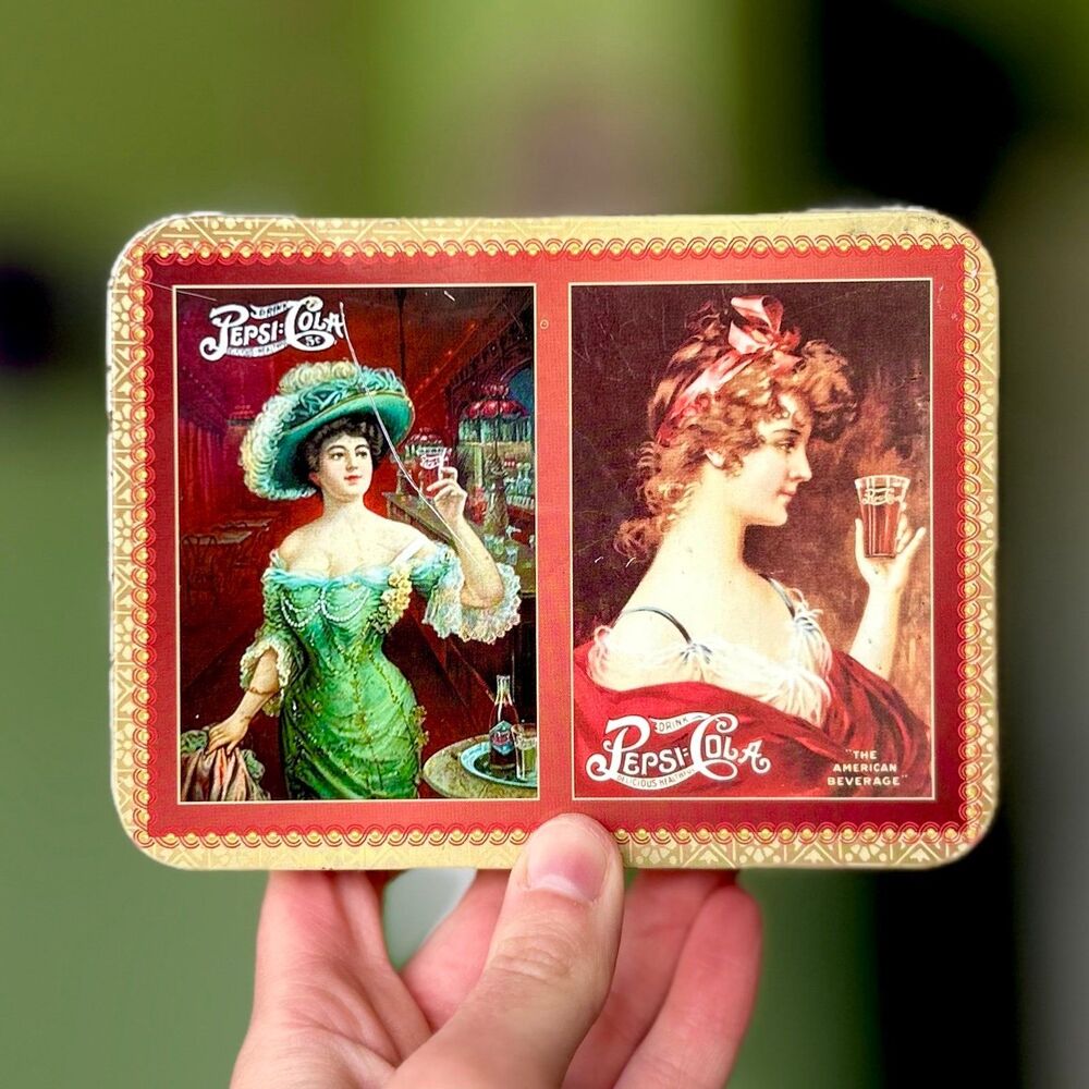 ❌SOLD  Style Women Playing Cards 2 Sets In Tin Container